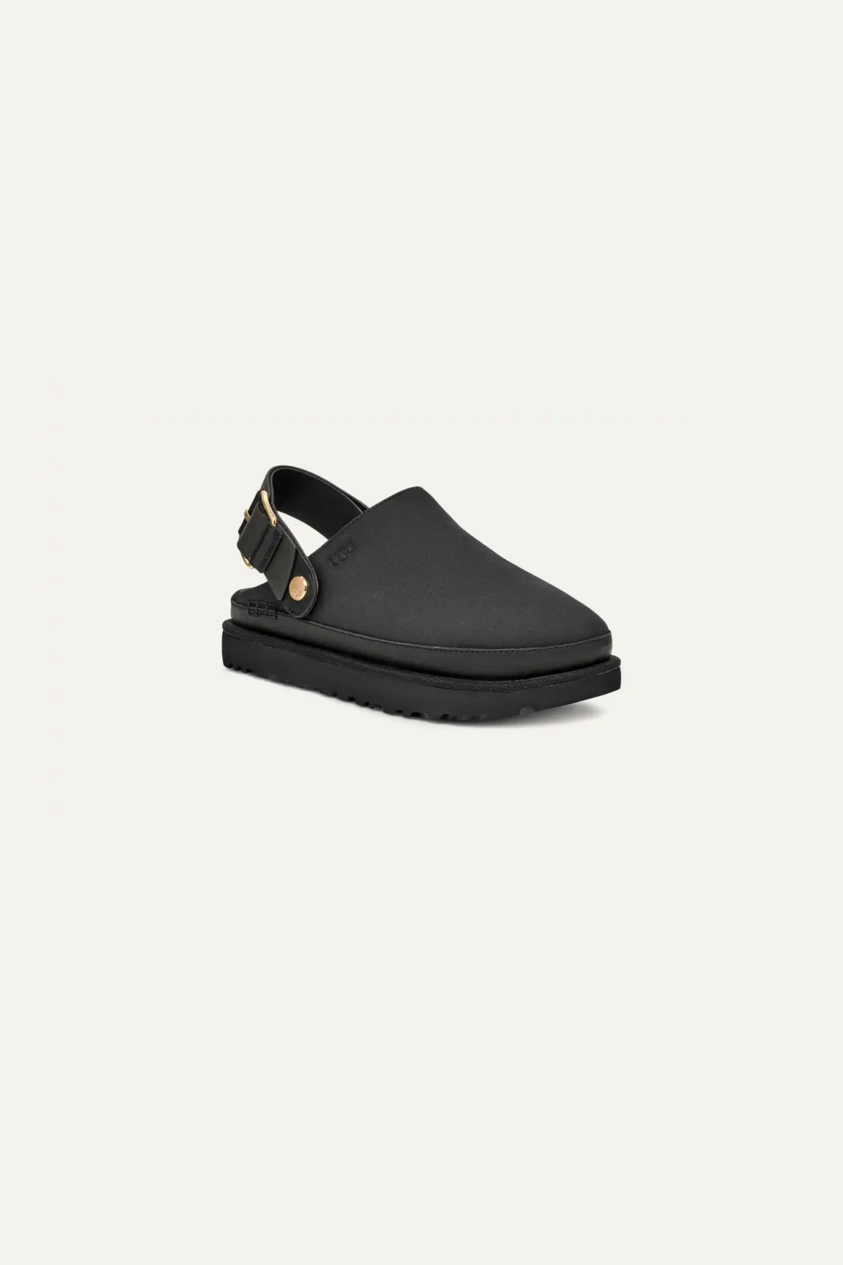 UGG women goldenstar villa clog in black. Side view