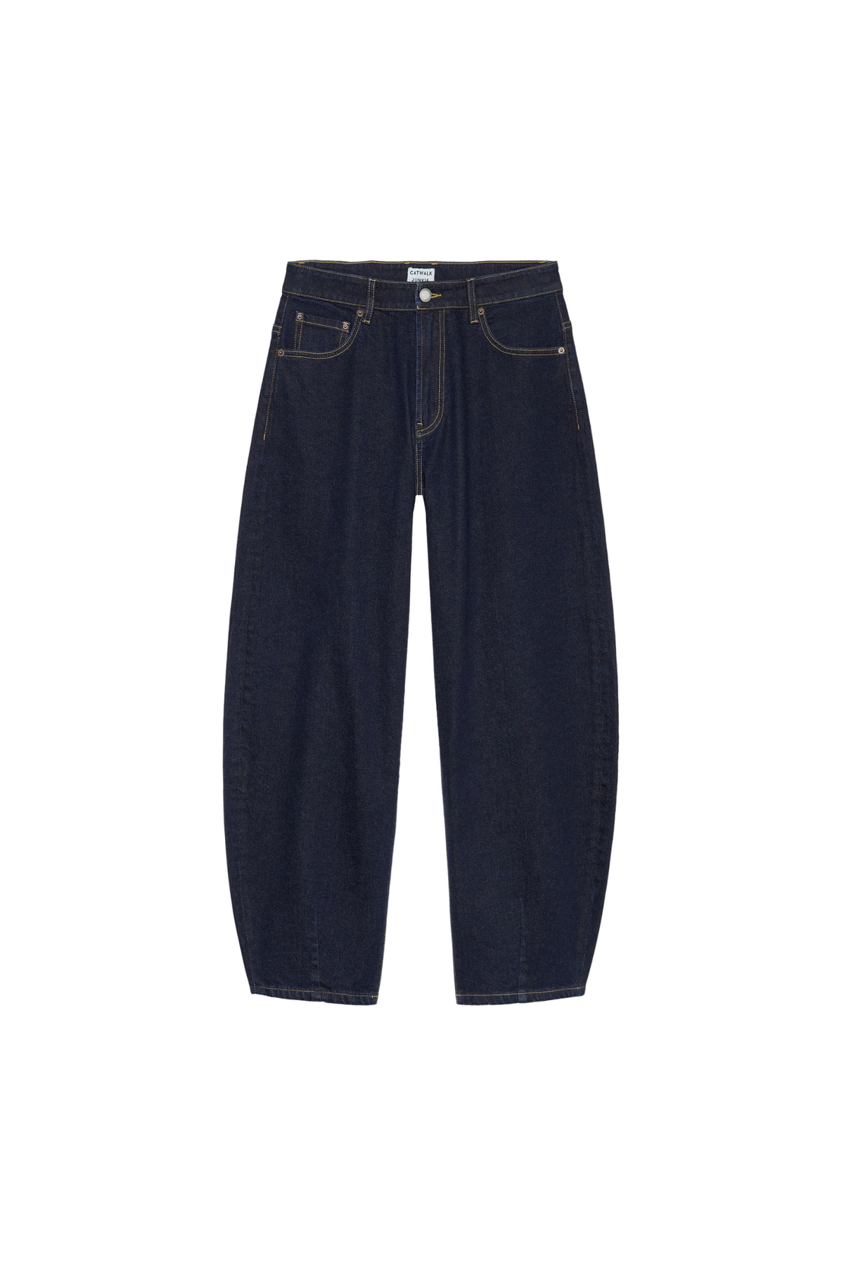 CROPPED BARREL FIT JEANS - DARK BLUE