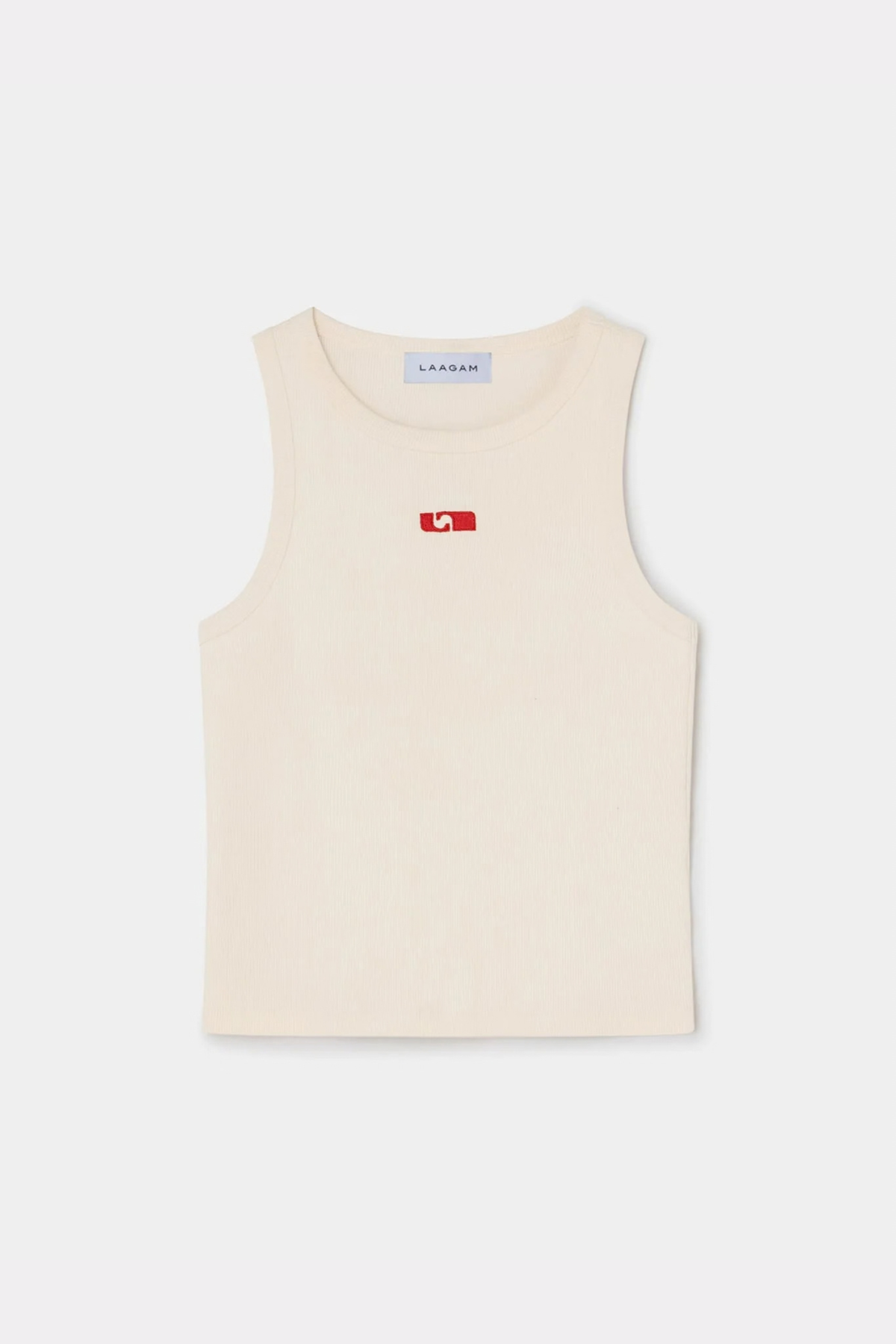 TANKTOP MET GEBORDUURD LOGO - ECRU