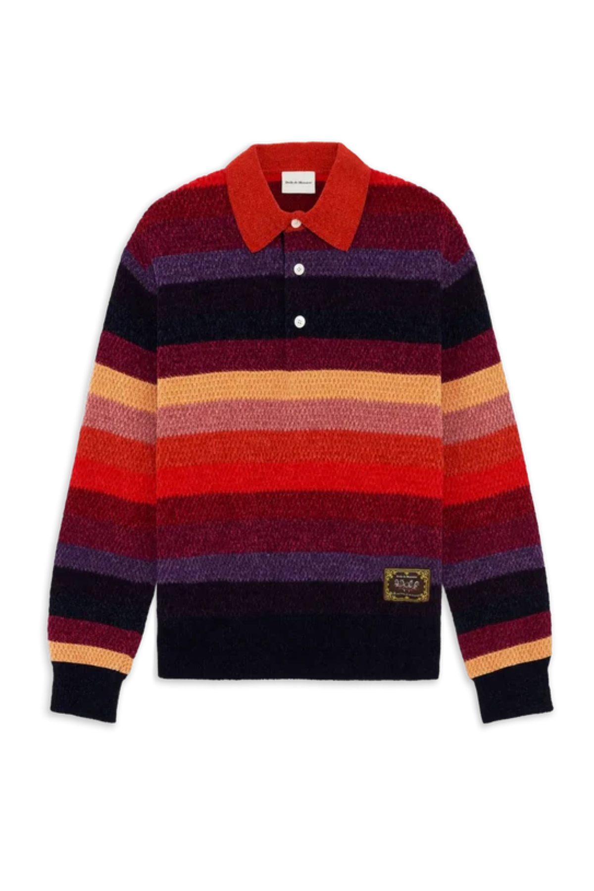 CHENILLE STRIPED LONGSLEEVE POLO HORSE PATCH - MULTICOLOR