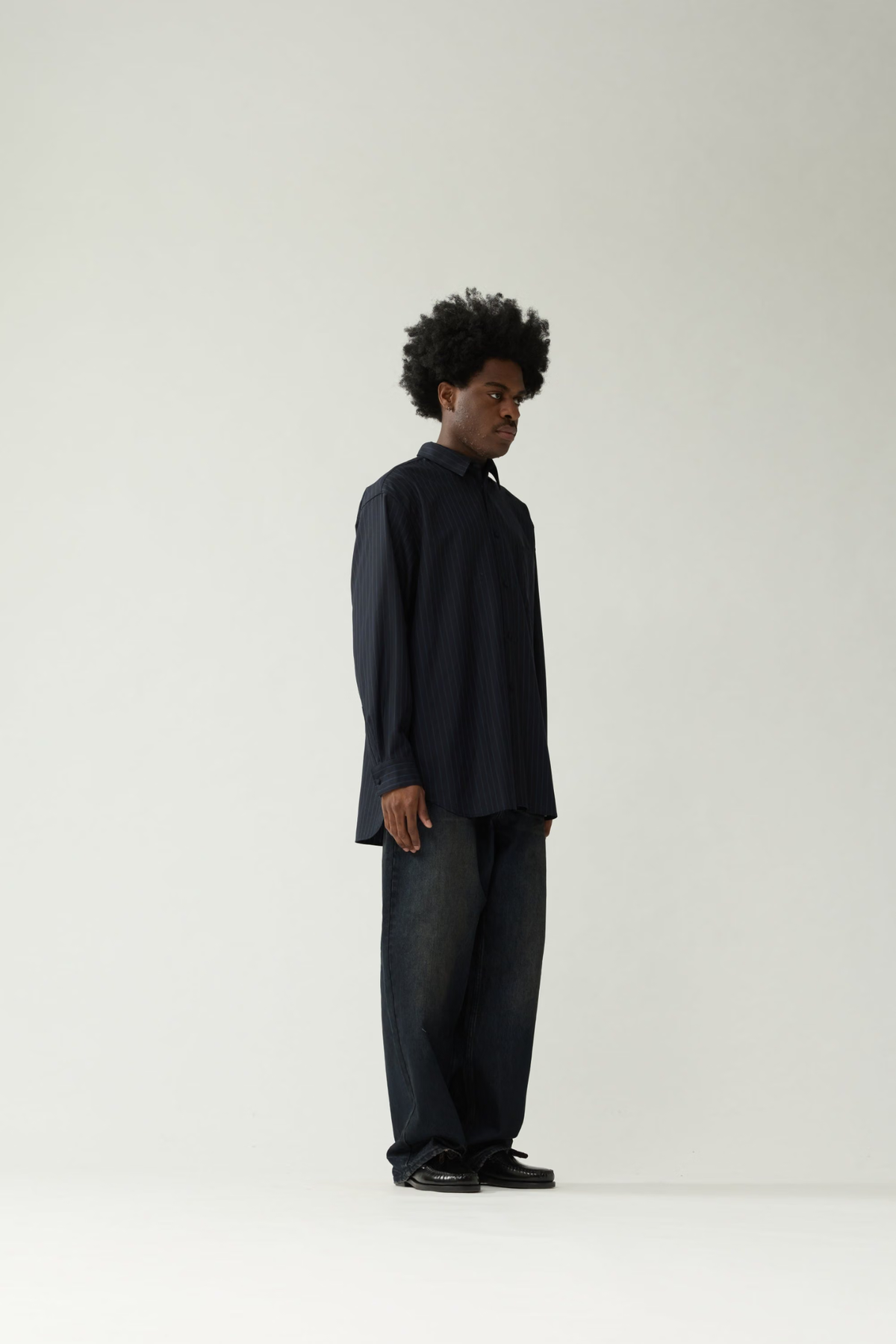 WOOL OVERSIZED BUTTON-UP - NAVY BLUE