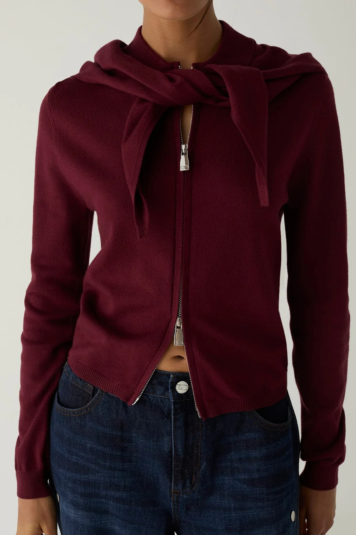 FRIDA ZIPPER KNIT - PLUM