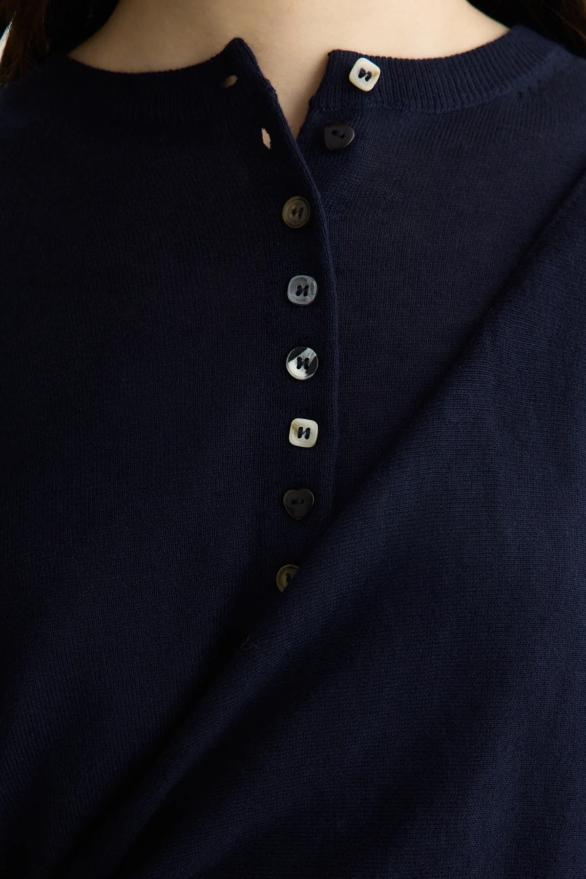 CARDIGAN PORTEFEUILLE EN LAINE MÉRINOS VENNA - MARINE