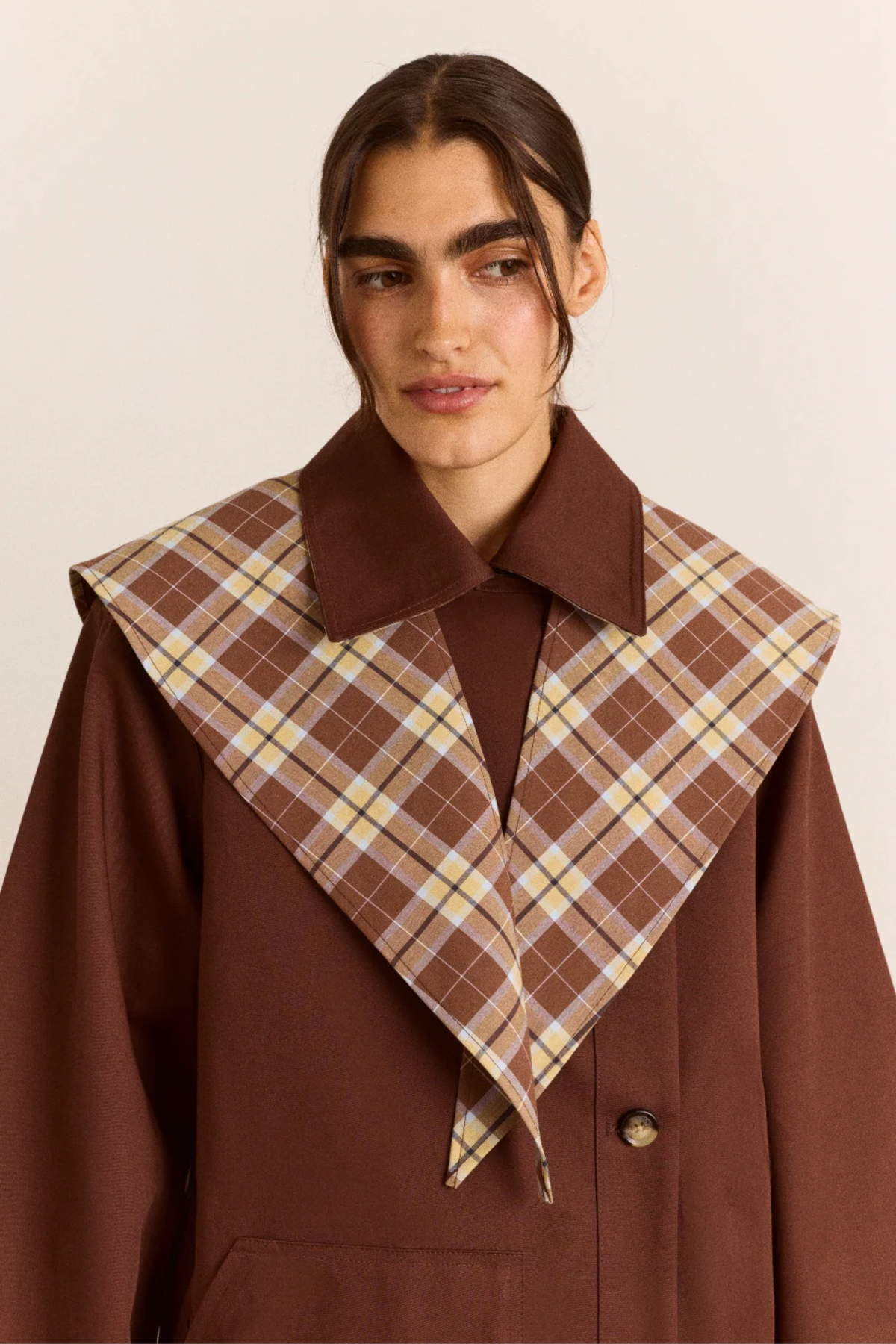 REVERSIBLE LONGLINE JERRY TRENCH JACKET - CHOCOLATE