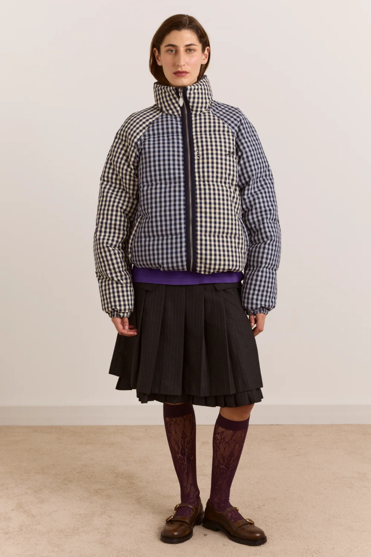 REVERSIBLE OPAL PUFFER - MIX GINGHAM