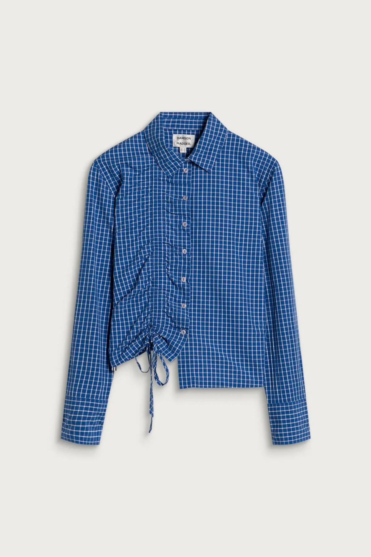 TALIA RUCHED SHIRT - BLUE CHECK
