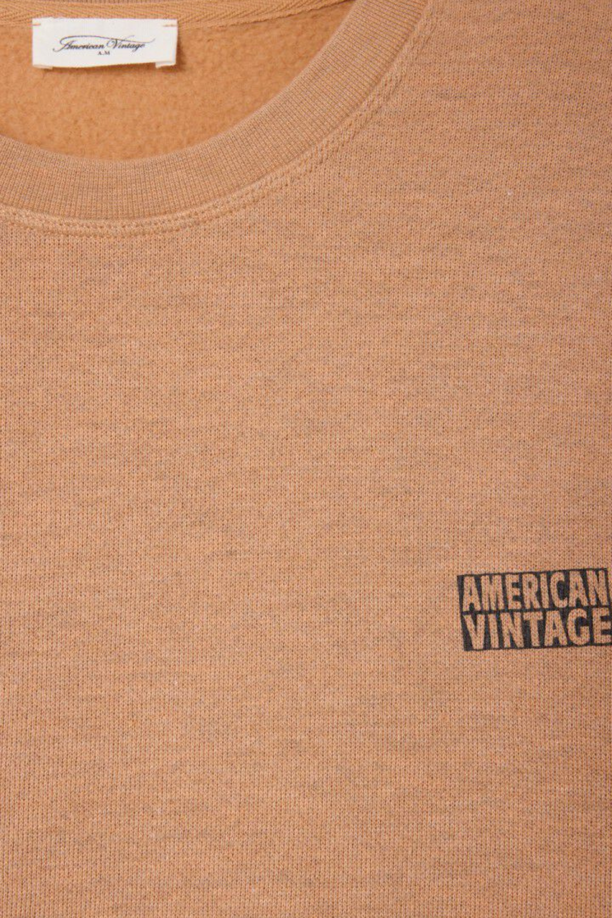 American Vintage doven sweatshirt in overdyed hazel. Close front view