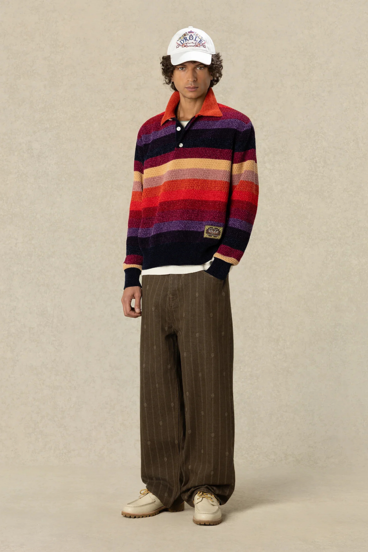 CHENILLE STRIPED LONGSLEEVE POLO HORSE PATCH - MULTICOLOR