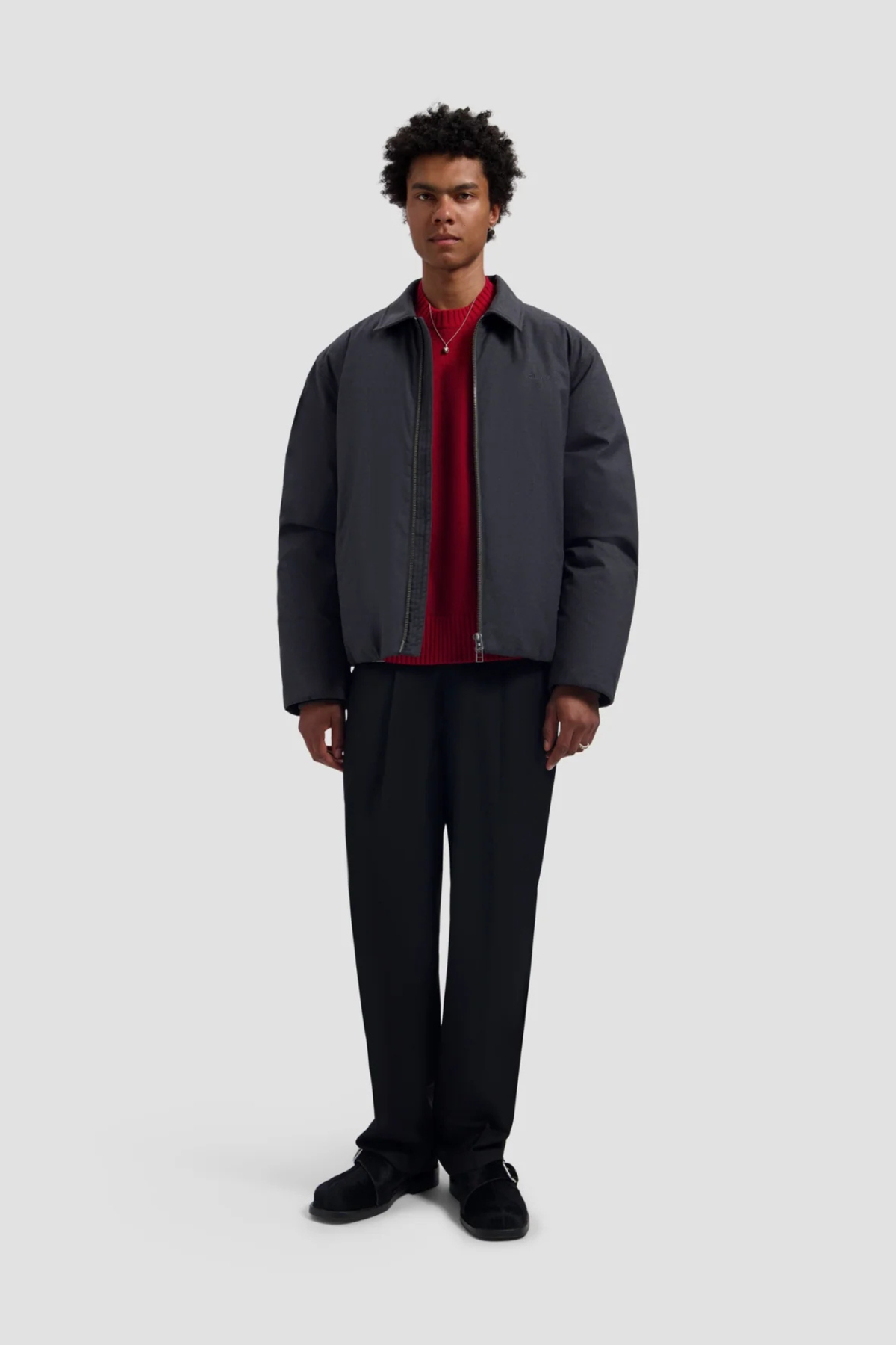 PEACHED PADDED JACKET - CHARCOAL