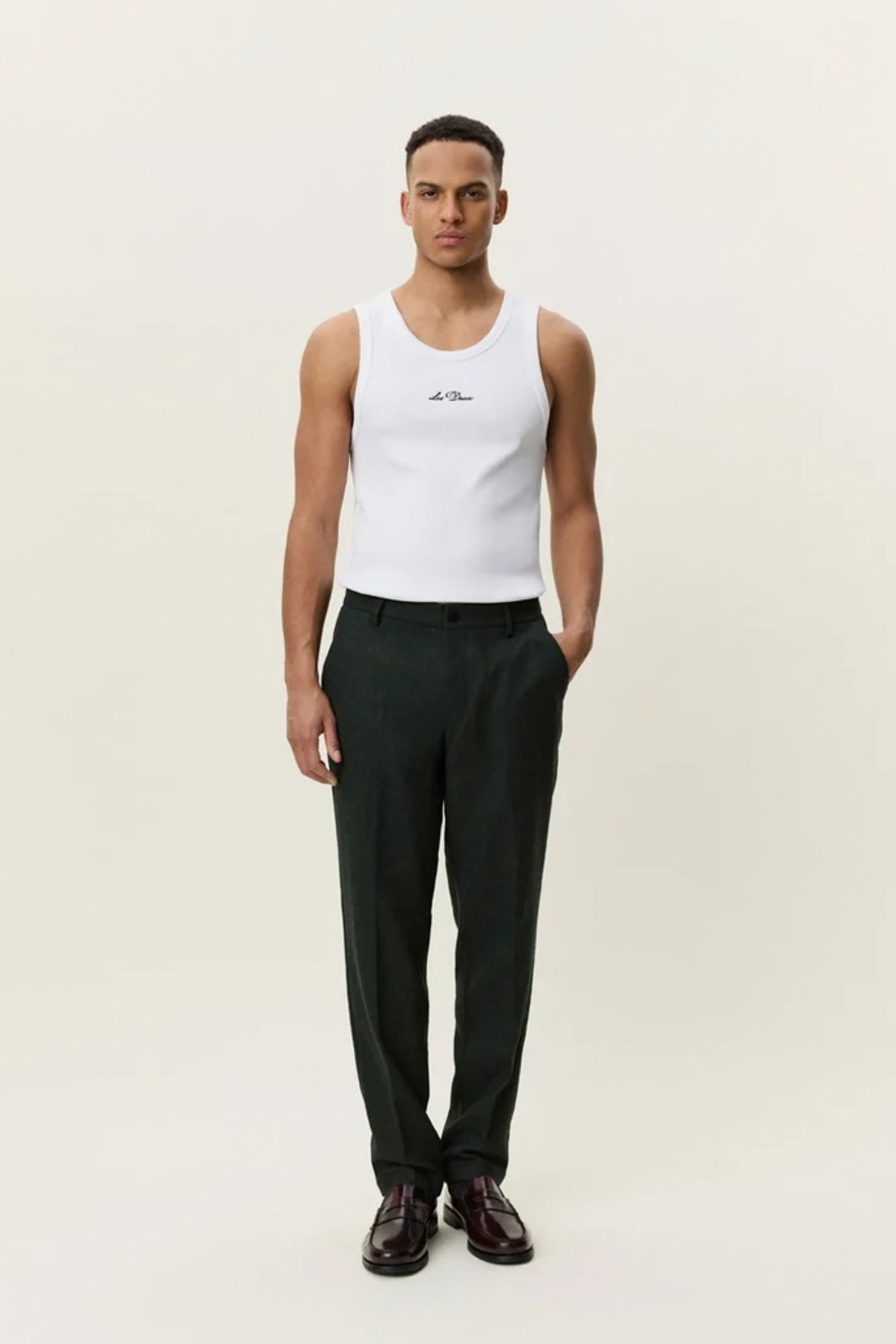 WOOL REG SUIT PANTS - ROSIN GREEN