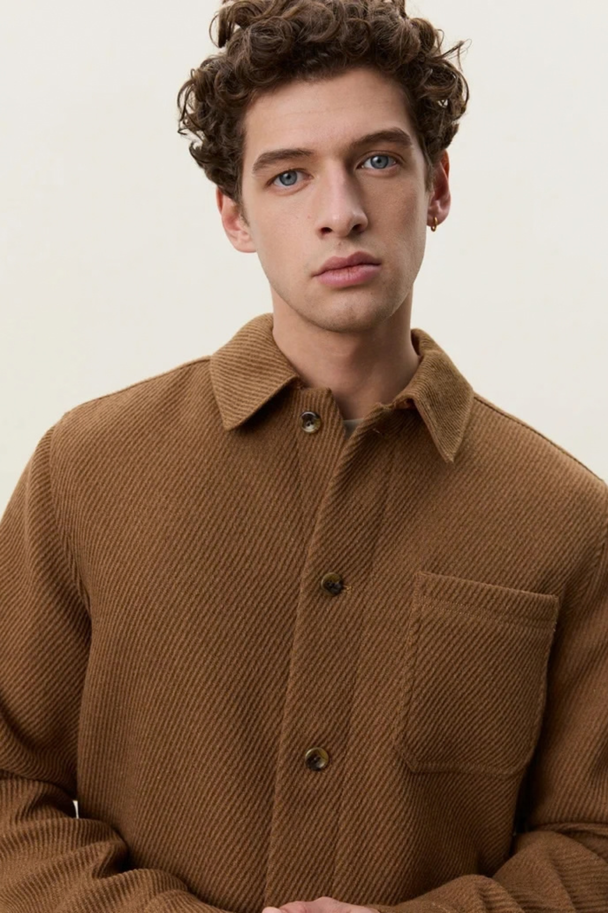 TWILL OVERHEMD VAN WOL - RUBBER BRUIN