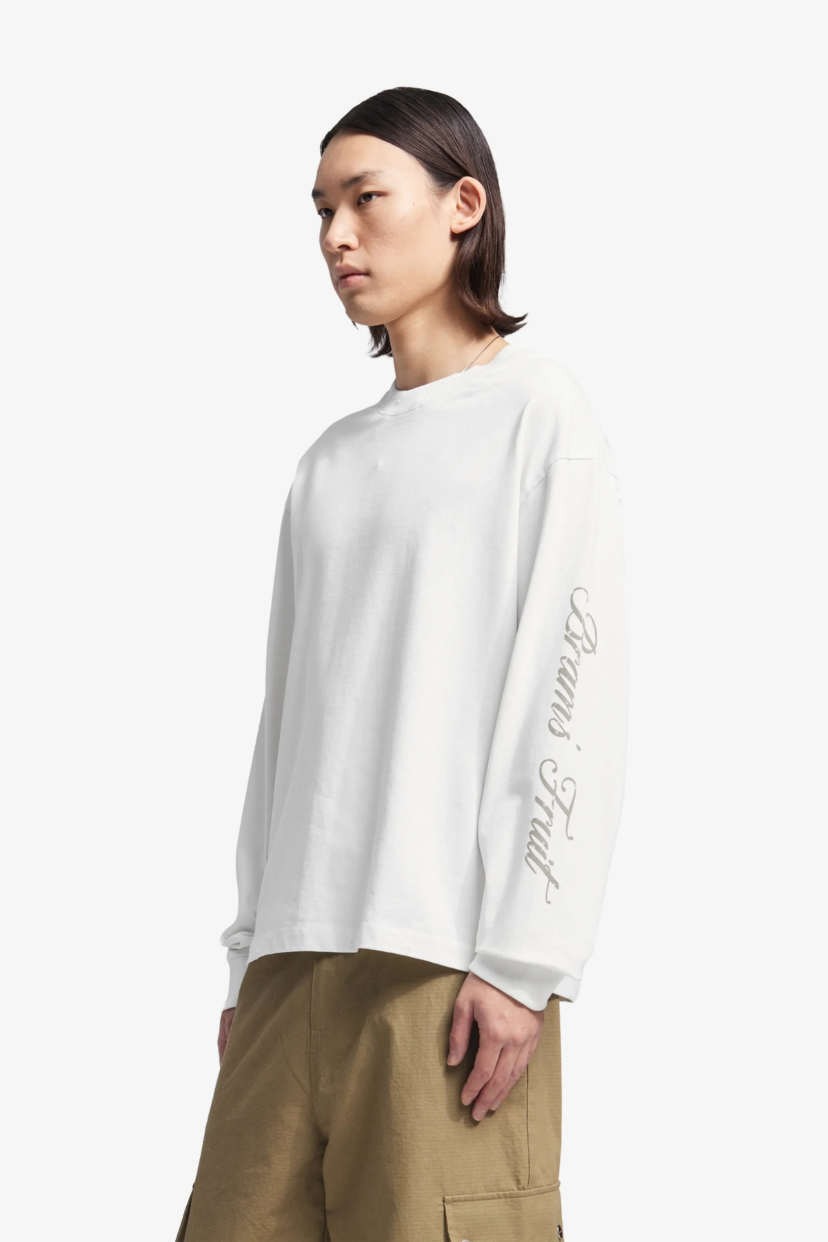 DISTRESSED SCRIPT LOGO LONGSLEEVE - OFF WHITE