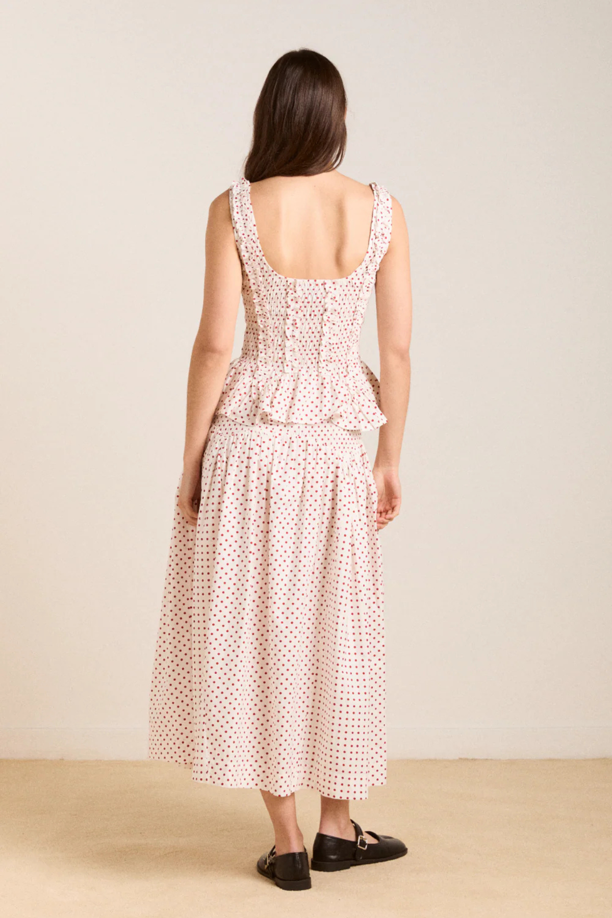 RAPHI CAMI - OFF-WHITE EN RODE STIP