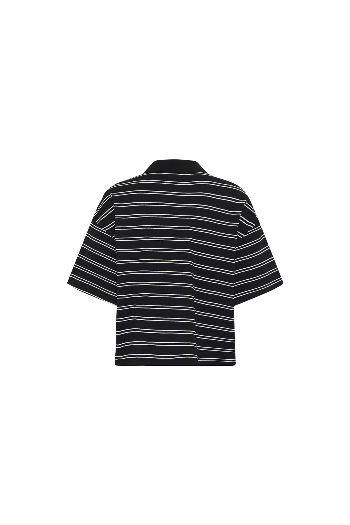 PILOVA POLO SHIRT - BLACK WHITE STRIPED
