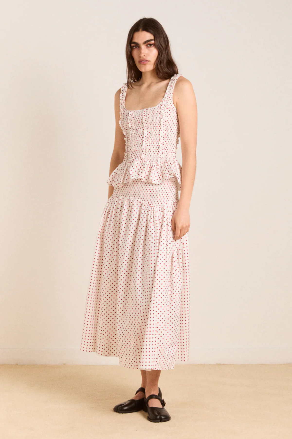 RAPHI CAMI - OFF-WHITE EN RODE STIP