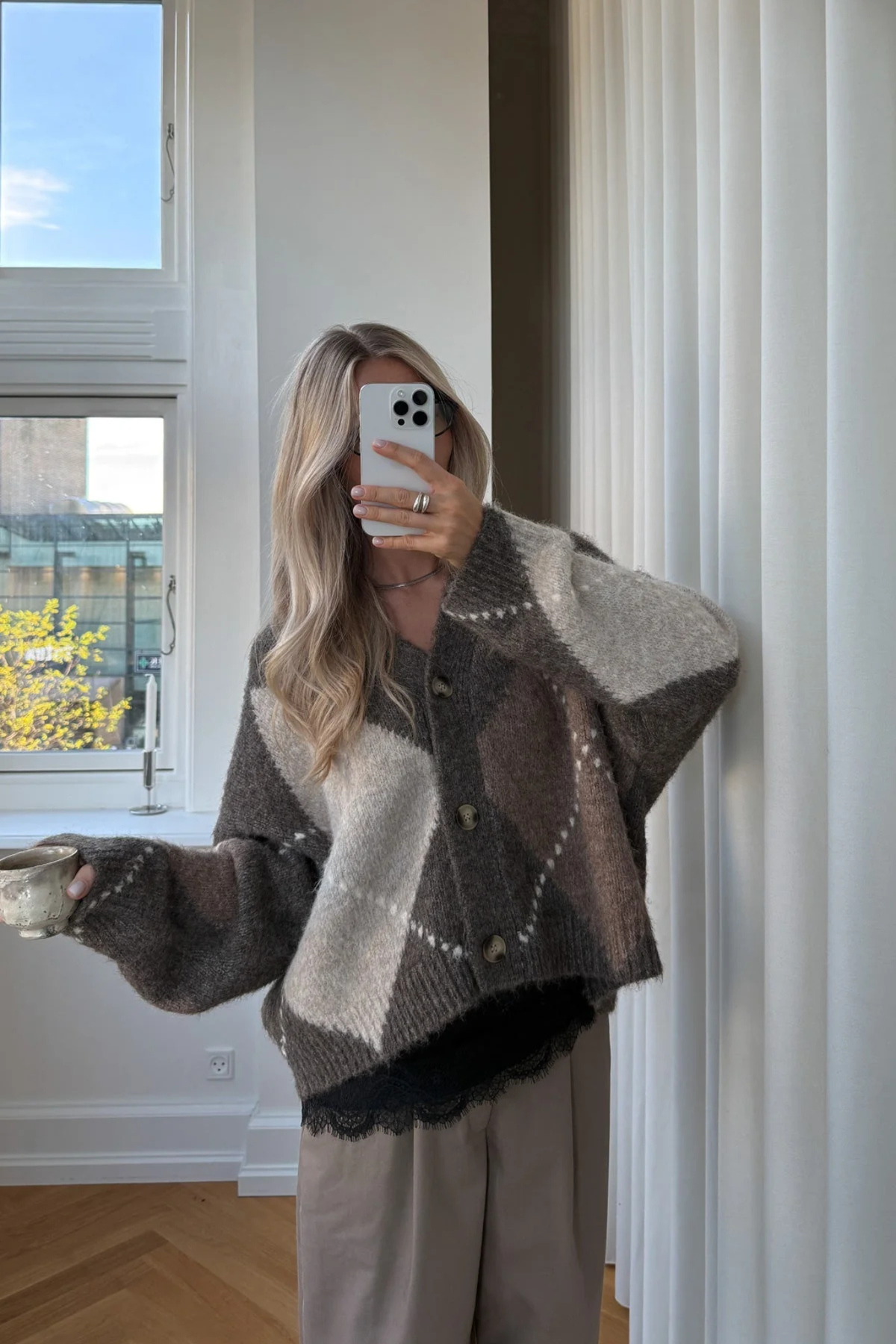LAIANA KNIT CARDIGAN - ASH BROWN MIX