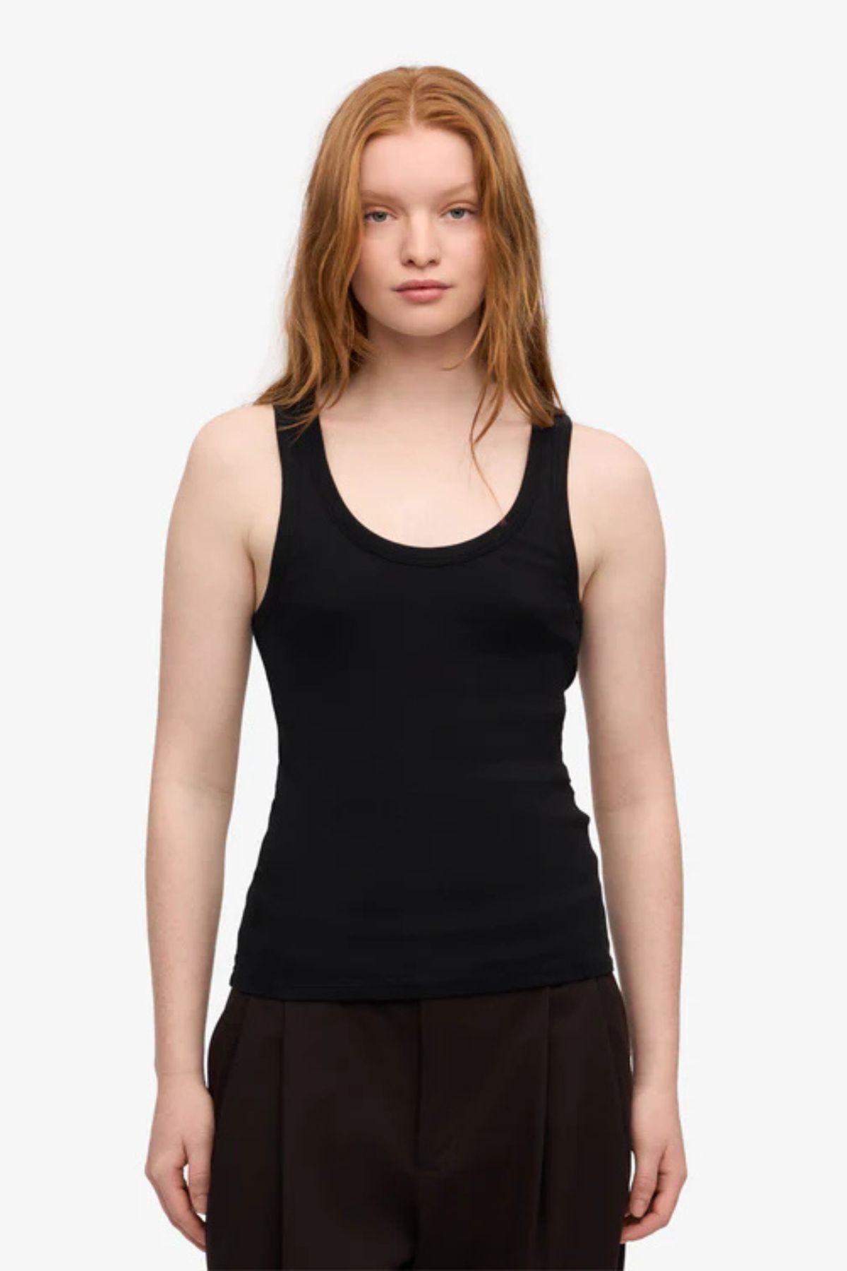 DÉBARDEUR CÔTELÉ BIO FEMME - NOIR PROFOND